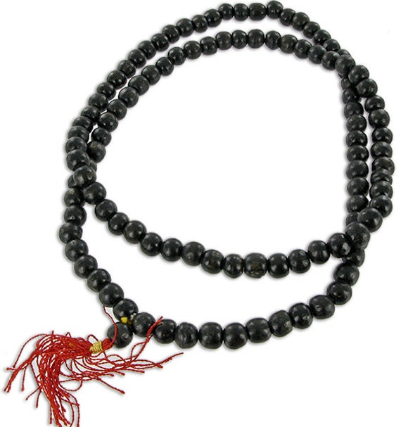 Black Onyx Japa Mala 108 1 Prayer Beads by SoothingCrystals