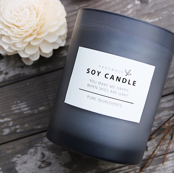 10 x Candle labels / Simple White Soy Candle by Twomysterybox