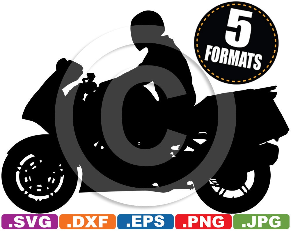 Download Touring Motorcycle Silhouette Clip Art Image w/rider svg