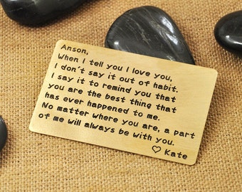 Engraved Wallet Insert Card, Custom Wallet Insert Card, Anniversary Gift, Custom Personalized Wallet Insert gift for him