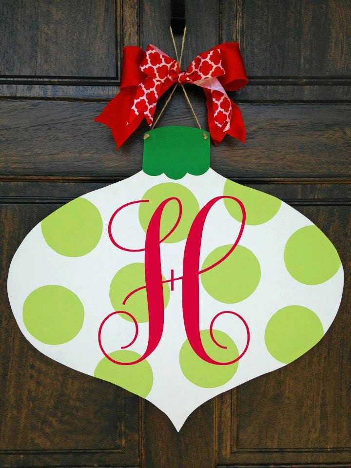 Monogrammed Christmas Door Hanger