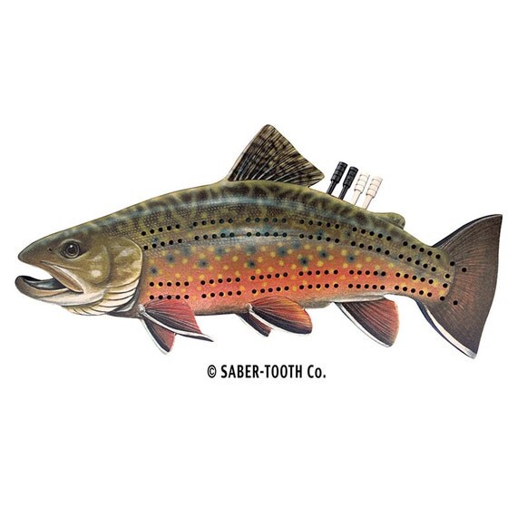 Brook Trout Cribbage Board Fun Fish Shaped Games