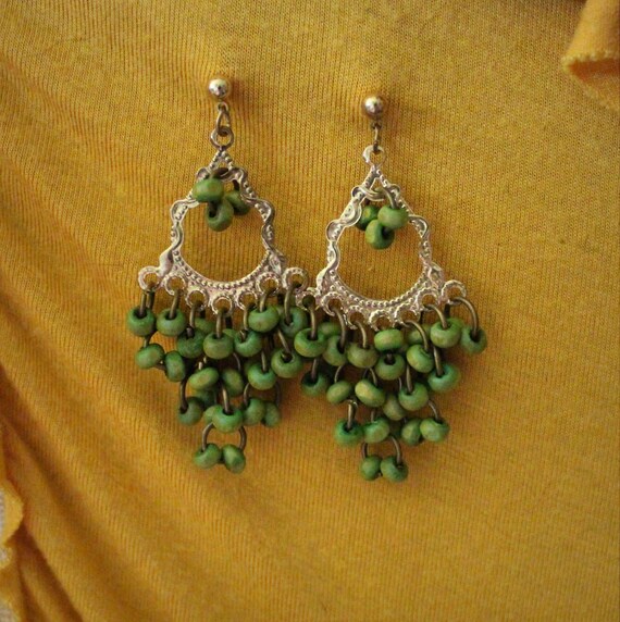 Boho Earrings // Green // Aluminum // Recycled by beatnikbands