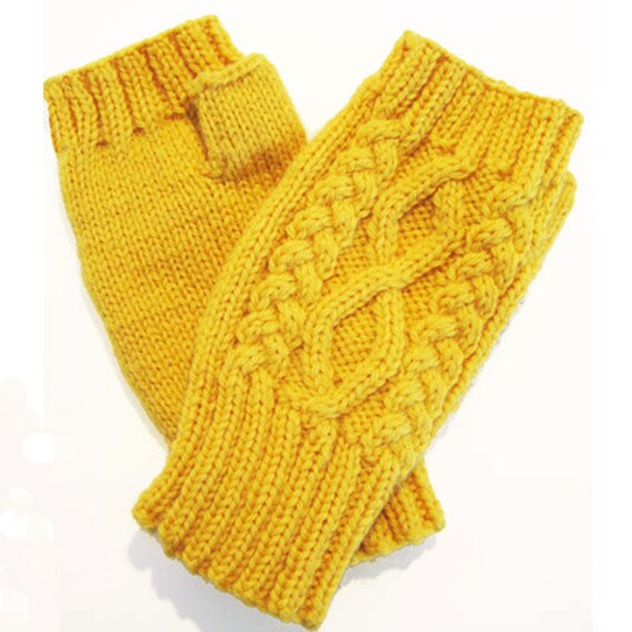 Cable stitch Fingerless Gloves - Hand warmers Downloadable knitting pattern f...