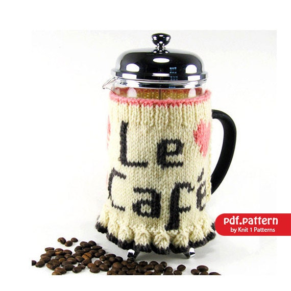 Download Items similar to Intarsia Knit Cafetière/French Press Cosy Downloadable knitting pattern on Etsy