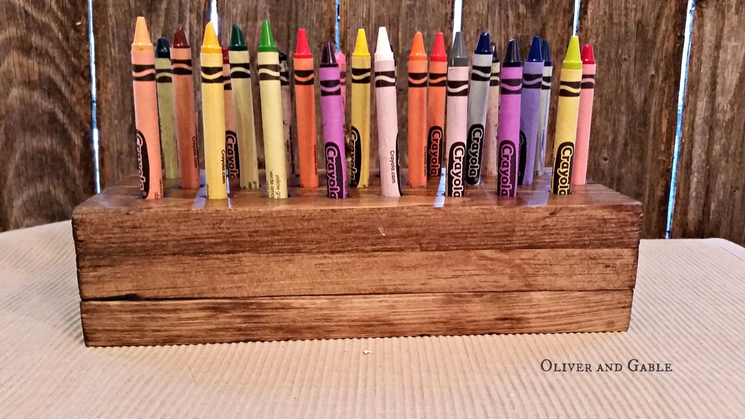 Wood Crayon Block Holds 24 Crayons by OliverandGable on Etsy