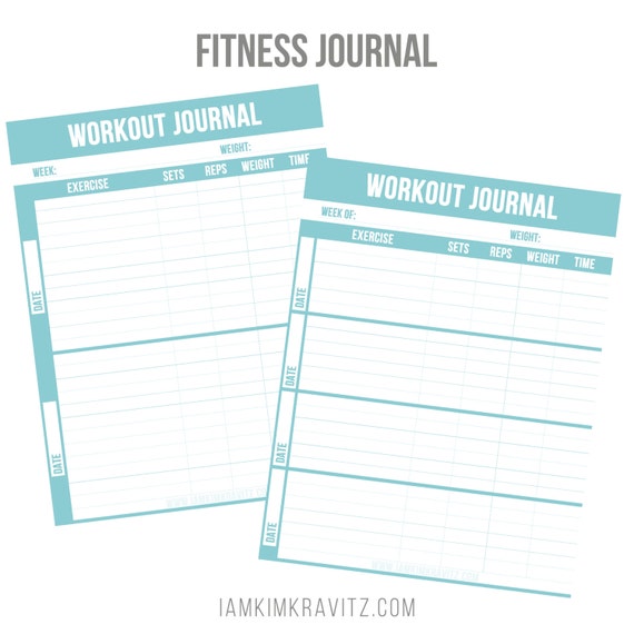 Fitness Journal Printable Planner Page Digital Download