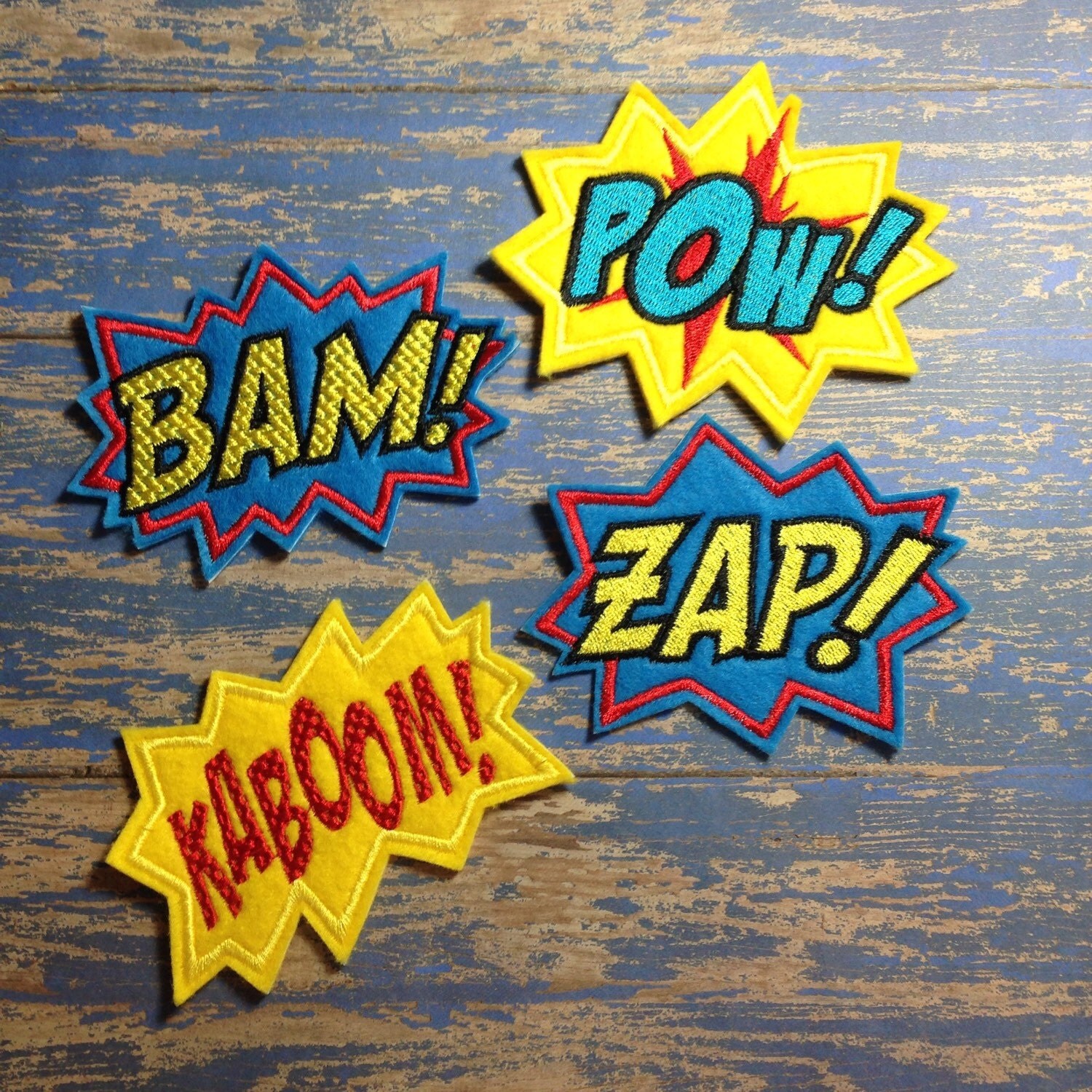 Set Of Four Bam Pow Kaboom And Zap Felties Turn Them