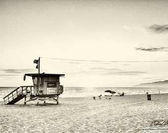 California Beach Photo - Photograph of Lifeguard Tower on California Beach