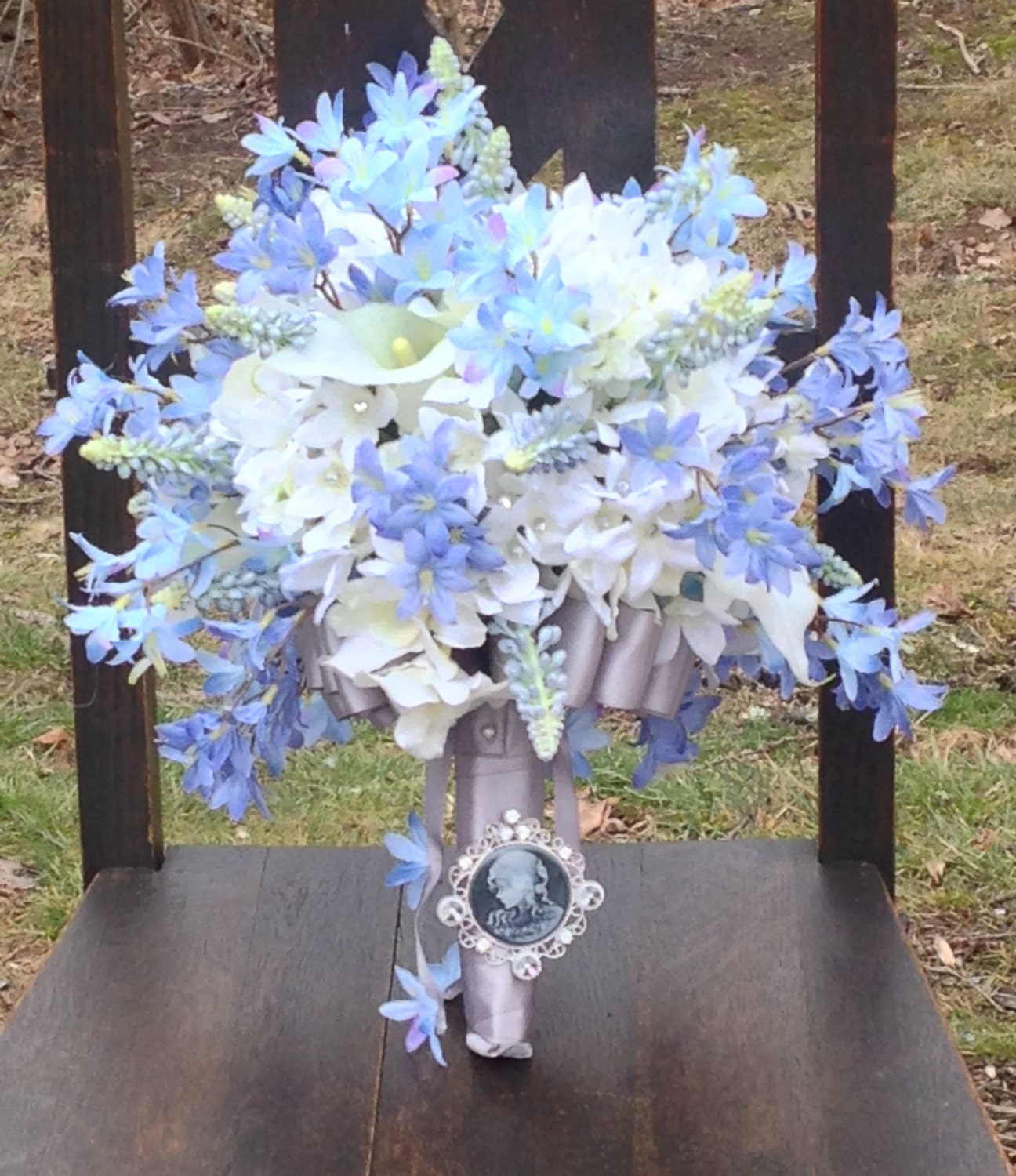 Blue and White Calla Lily Stephanotis Orchid by MyFavoriteBouquet