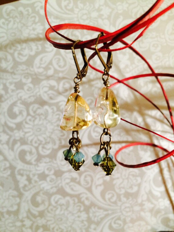 Honeysuckle Earrings. Beautiful drops of polished Citrine