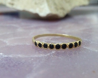 SALE! Tiny Onyx Ring,Stack Ring,February Birthstone Ring,Gold Ring,Cute Ring,Dainty Ring,Black Ring,Bezel Set