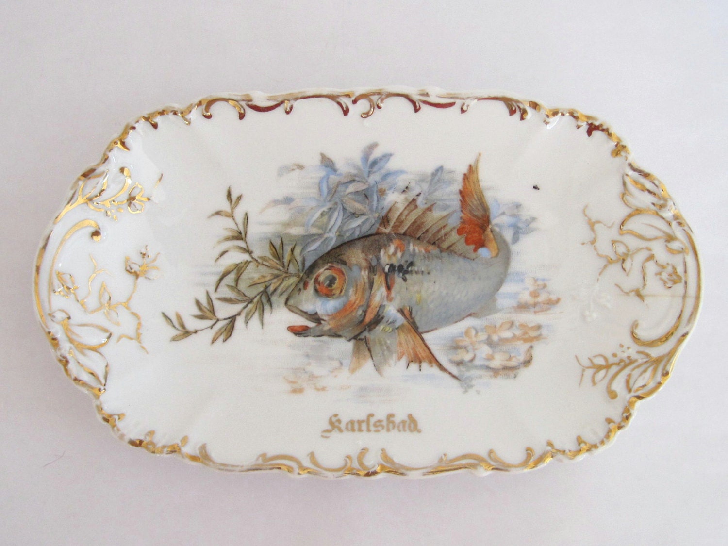 Antique Fish Plate Karlsbad Bavarian Vintage Fine by NostalgicFair
