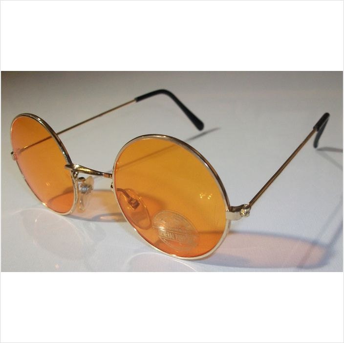 Vintage Yellow orange lens round sunglasses mens ladies lightweight