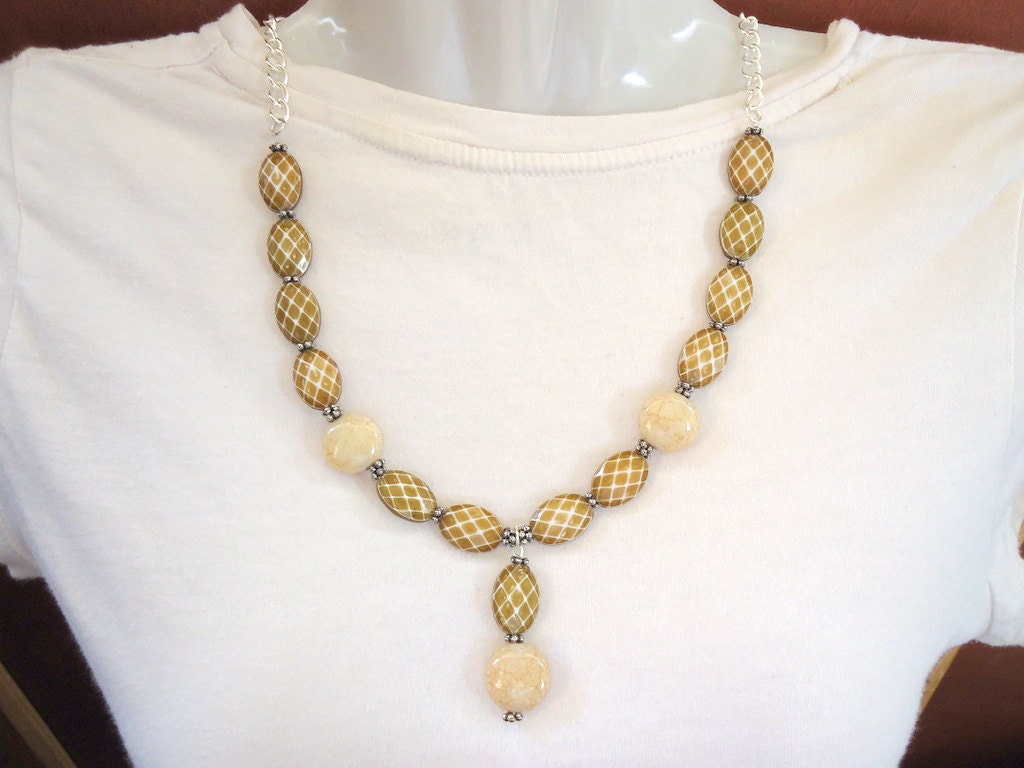 Beaded necklace long dangle necklace beaded by VazJewelryOriginals