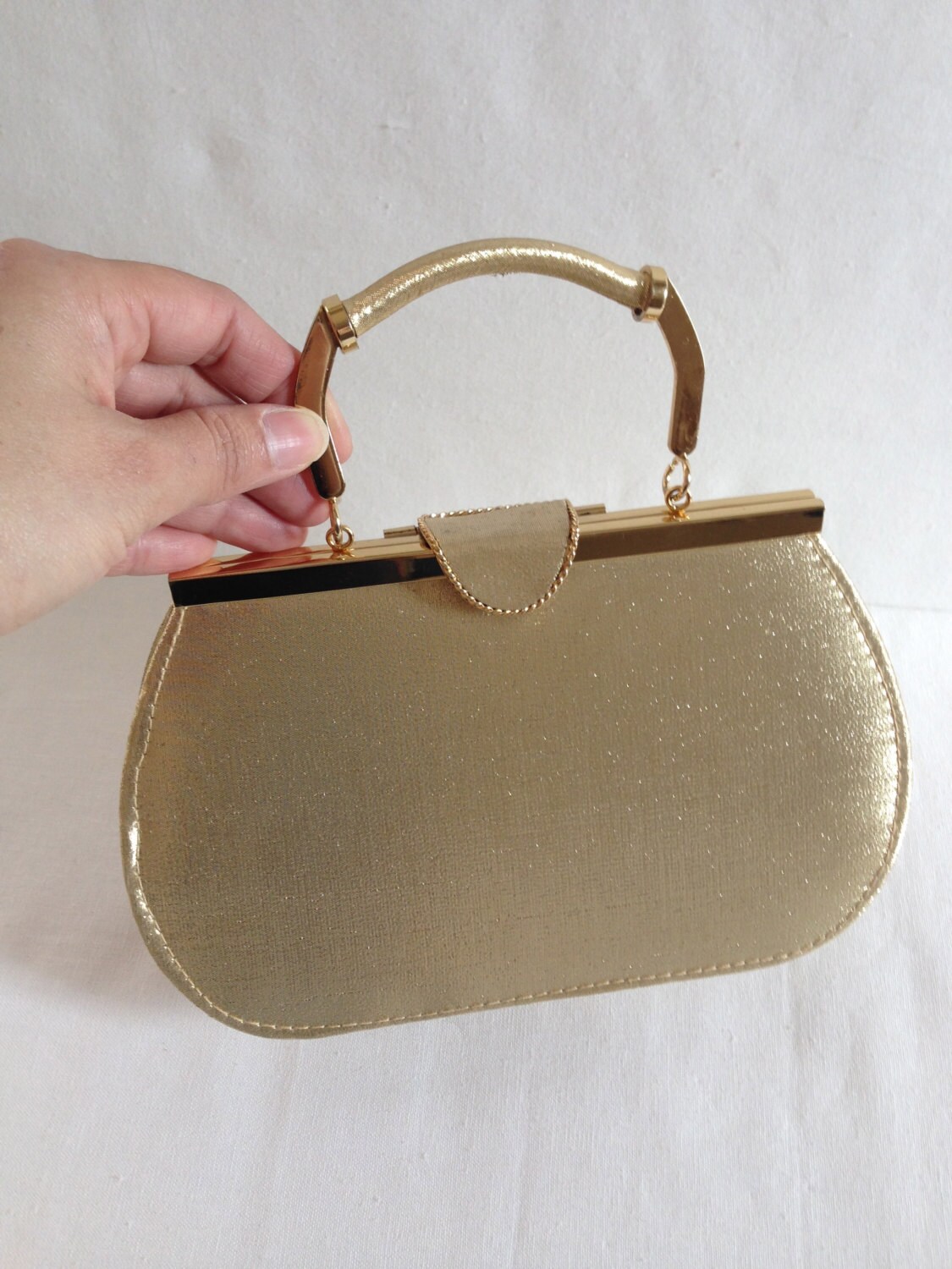 vintage gold tone evening clutch or crossbody handbag