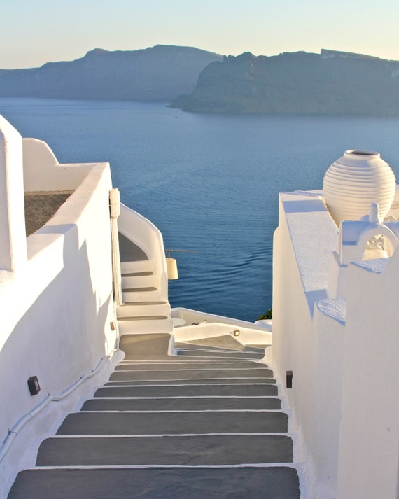 Santorini Staircase Greece Photography By Adelantephotography