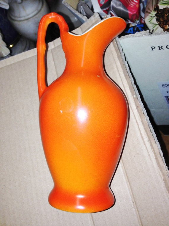 Vintage Orange Decorative Vase / Small Pitcher