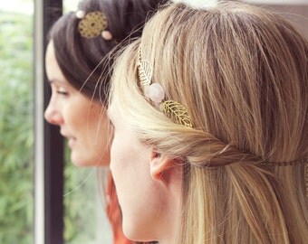 Headband in stones & brass gross Pemberley jewelry hair /Bijou / necklace / Headband /Bijou Bohemia / Bohemia / Head jewelry chain