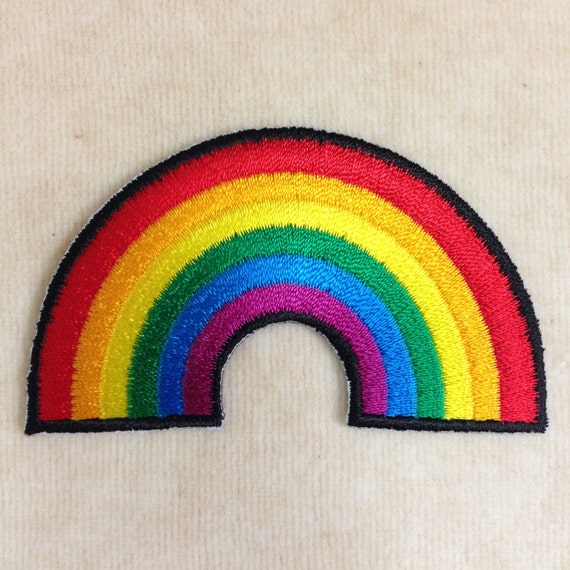 Rainbow Iron On Embroidery Patch by PandaSevenShop on Etsy