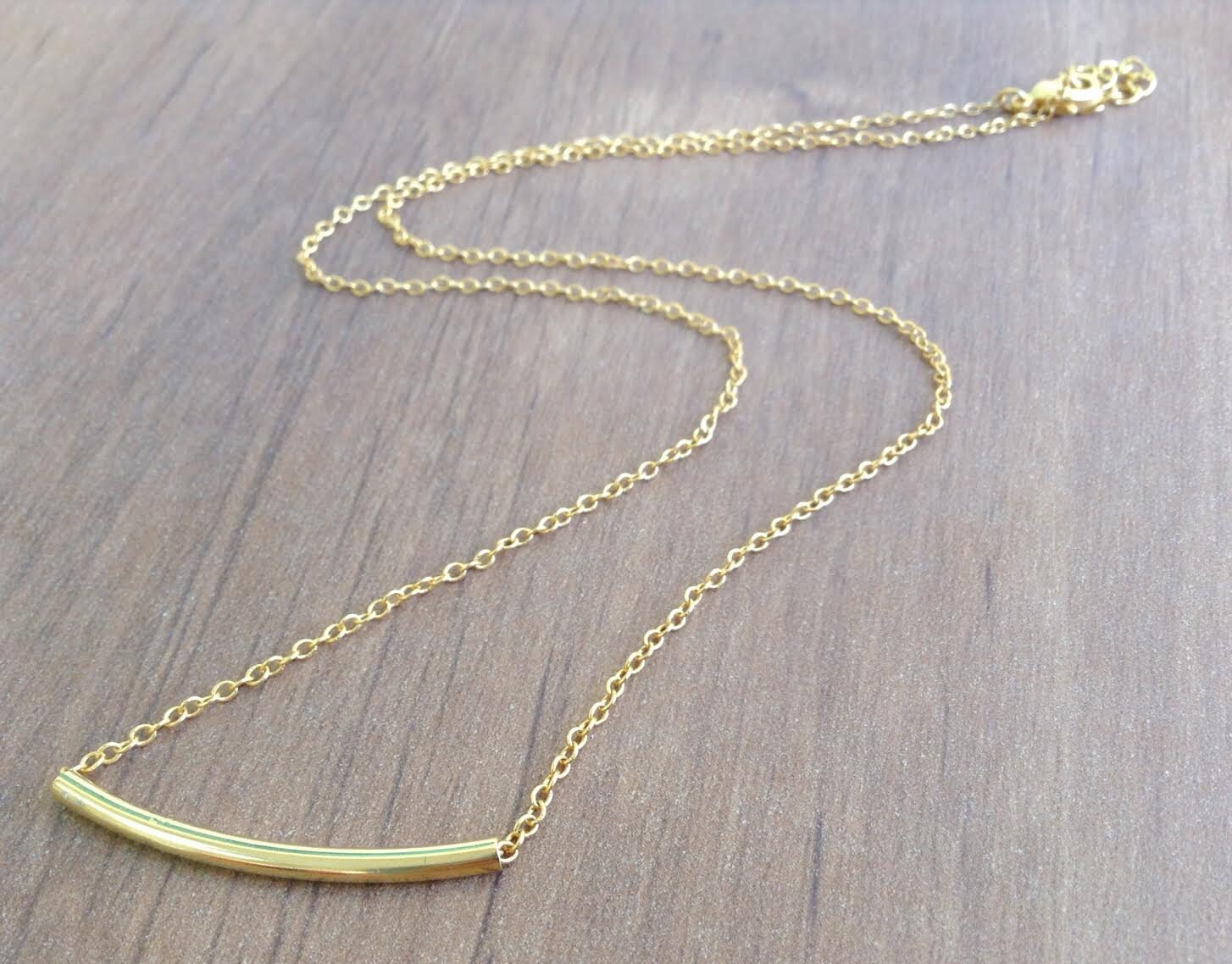 Pipe Necklace Gold Plated Pipe Necklace Geometric Gold