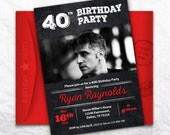 Printable Birthday Invitation MAN (20th 30th 40th 50th 60th 70th 80th) Blackboard Black Red White - Personalized Photo - Custom File PDF JPG Printable Birthday Invitation MAN (20th 30th 40th 50th 60th 70th 80th) Blackboard Black Red White - Personalized Photo - Custom File PDF JPG