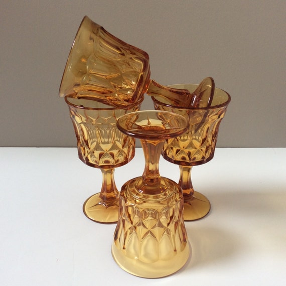 Vintage Noritake Perspective Amber Wine Glasses, Set of Four