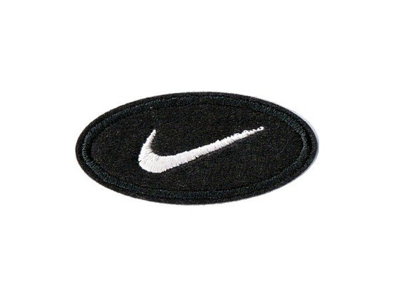 NIKE Logo Oval Embroidered Iron On Patch Black 5.0cm by creambox