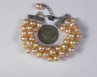 Bracelet FW Champagne Pearls 3 Strands 9mm BHPC0077