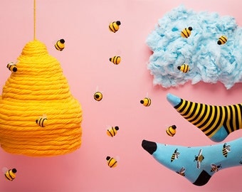 Bee Bee Socks | men socks | colorful socks | cool socks | mismatched socks | womens socks | unique socks | patterned socks | crazy socks