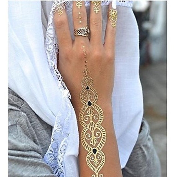 Gold Jewelry Gold Temporary Tattoo Gold Foil Tattoo by