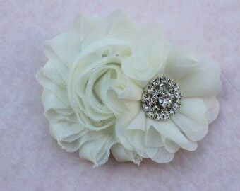 Ivory Flower girl hair clip flower girl cream hair accessory wedding headband toddler flower girl outfit hair bow ivory hair bow cream clip