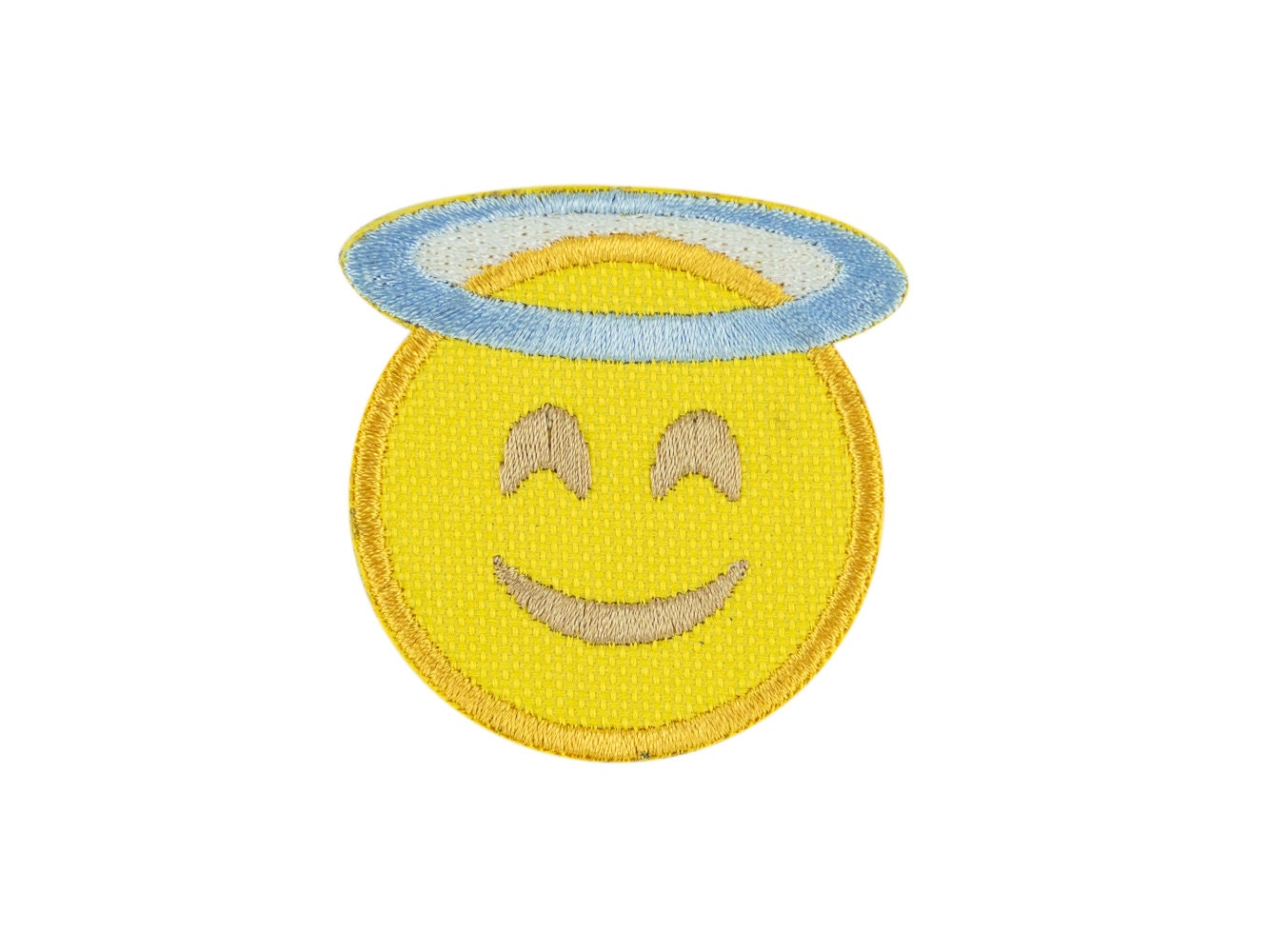 Smiling Face with Halo Angel Emoji Embroidered Iron On Patch