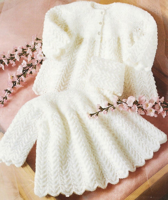 knit baby dress pattern Dress Pattern Matinee Knit Vintage jumper knitting Baby and Coat