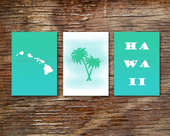 Items similar to 3 Hawaii Art Prints, Hawaii Wall Decor, Hawaii ...