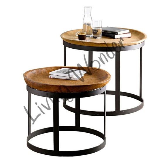 Vintage Style Industrial Coffee Table End Table by LivingWonder