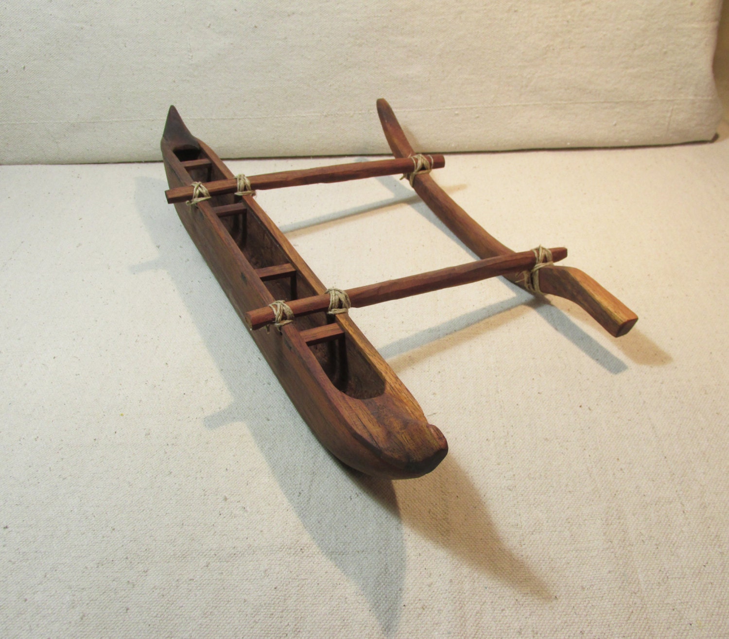 Outrigger Canoe Model done in Solid Koa Wood 4 person canoe