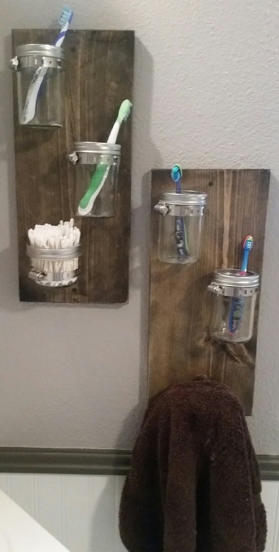 Items similar to Mason Jar Organizer with Towel Holder Set on Etsy
