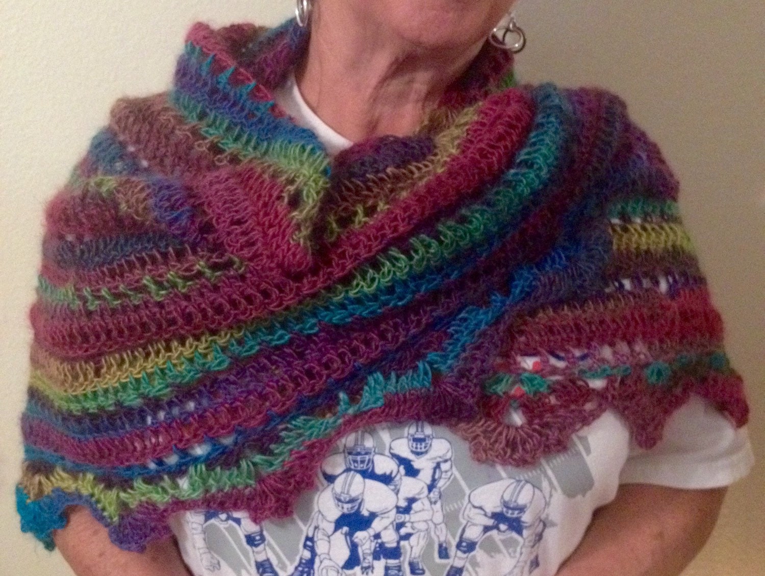 Handmade crochet scarf in stained glass. Very soft acrylic