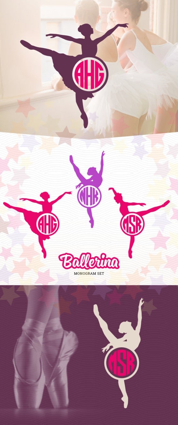 Download Ballerina Monogram Silhouette Frames SVG EPS DXF by LetitCut