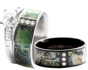 camo wedding ring set for him and her stainless steel silver black ip - Camo Wedding Rings For Him And Her camo wedding ring set for him and her stainless steel silver black ip - Camo Wedding Rings For Him And Her