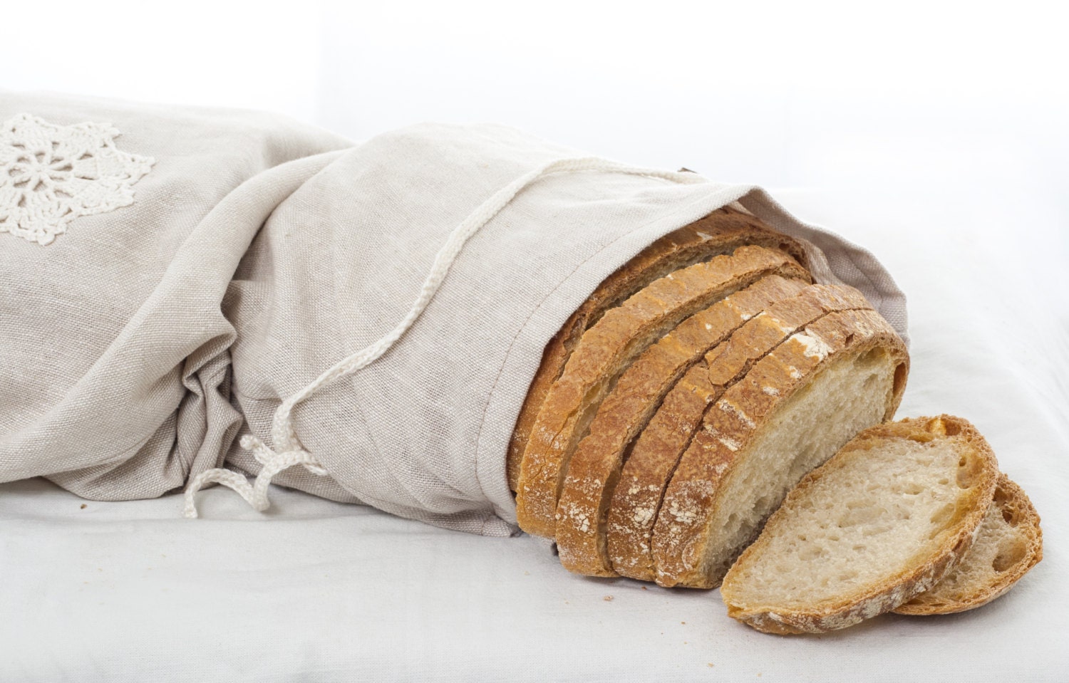 Natural Linen Bag Bread Bag Reusable Bread Keeper Storage