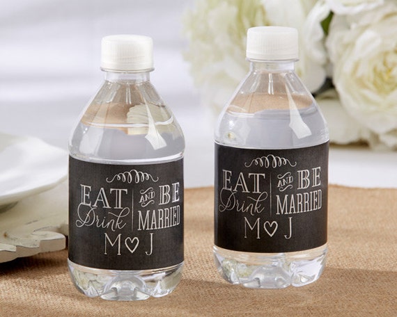 Personalized Wedding Water Bottle Labels Eat Drink and