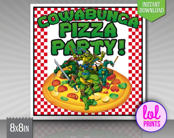 TMNT Pizza Box Label INSTANT DOWNLOAD Party Favor by LOLParty