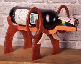 Wooden Wine Rack Elephant Standing Wine Bottle Holder Wine Case Interior Design Wine Accessories Wine Gifts For Wine Lovers Bottle Holders