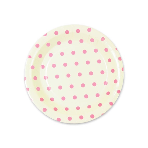 Pink & White Polka Dot Paper Plates 12 pack by PartySparklePop