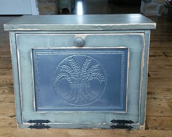 Large Punched Tin Bread Box or Hidden Electronics Docking Station