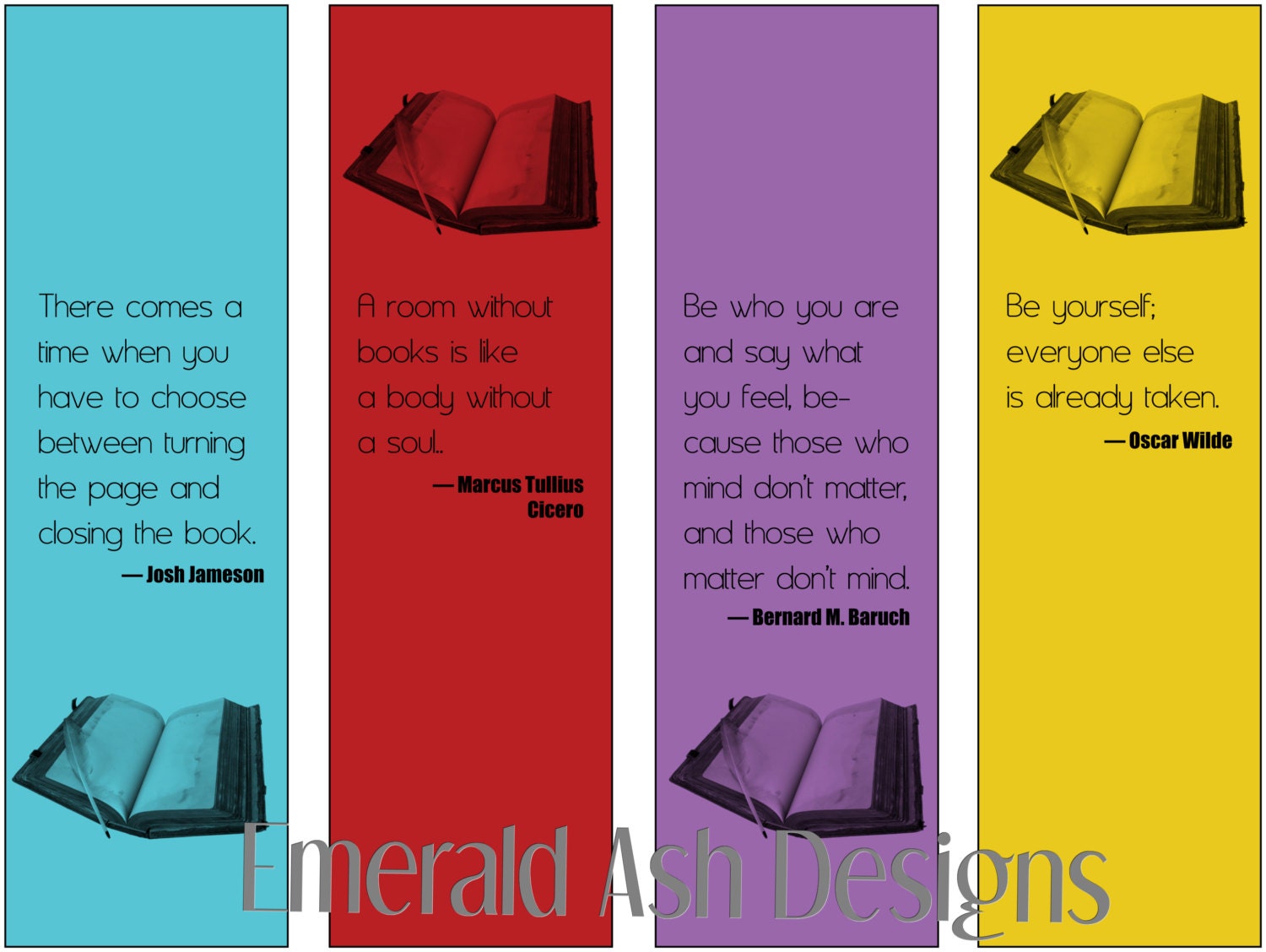 Literary Quotes Printable Bookmark 4 Colors