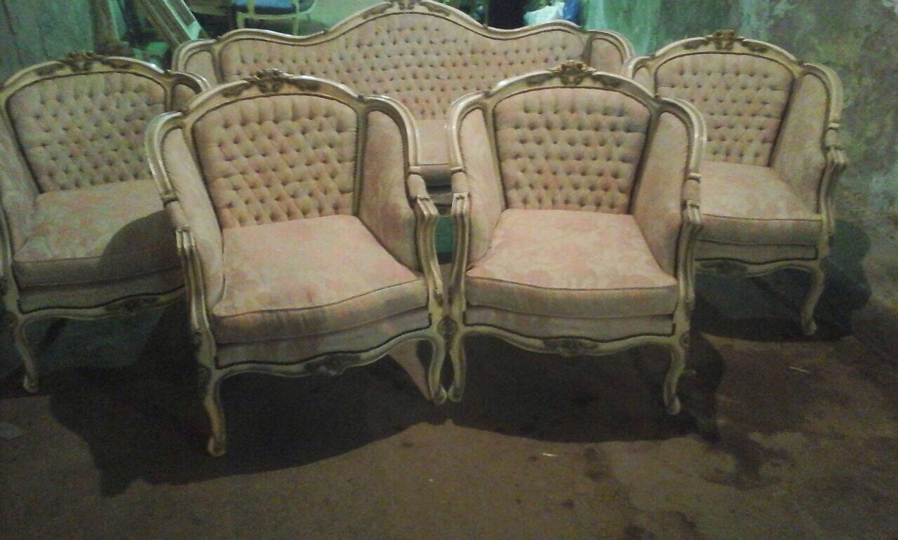 Fauteuil Baroque Style Salon Chaise shabby chic blanc vintage siège rembourré