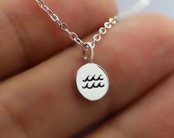 AQUARIUS NECKLACE - 925 Sterling Silver - Tiny Horoscope Zodiac Charm Jewelry